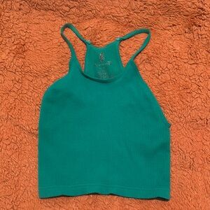 Free People Movement Emerald Green Ribbed High Neck sports bra Tank Top XS/S
